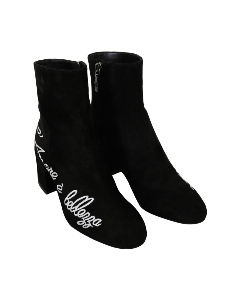 Dolce & Gabbana Black Suede Lamore Ebellezza Boots Glam Steals