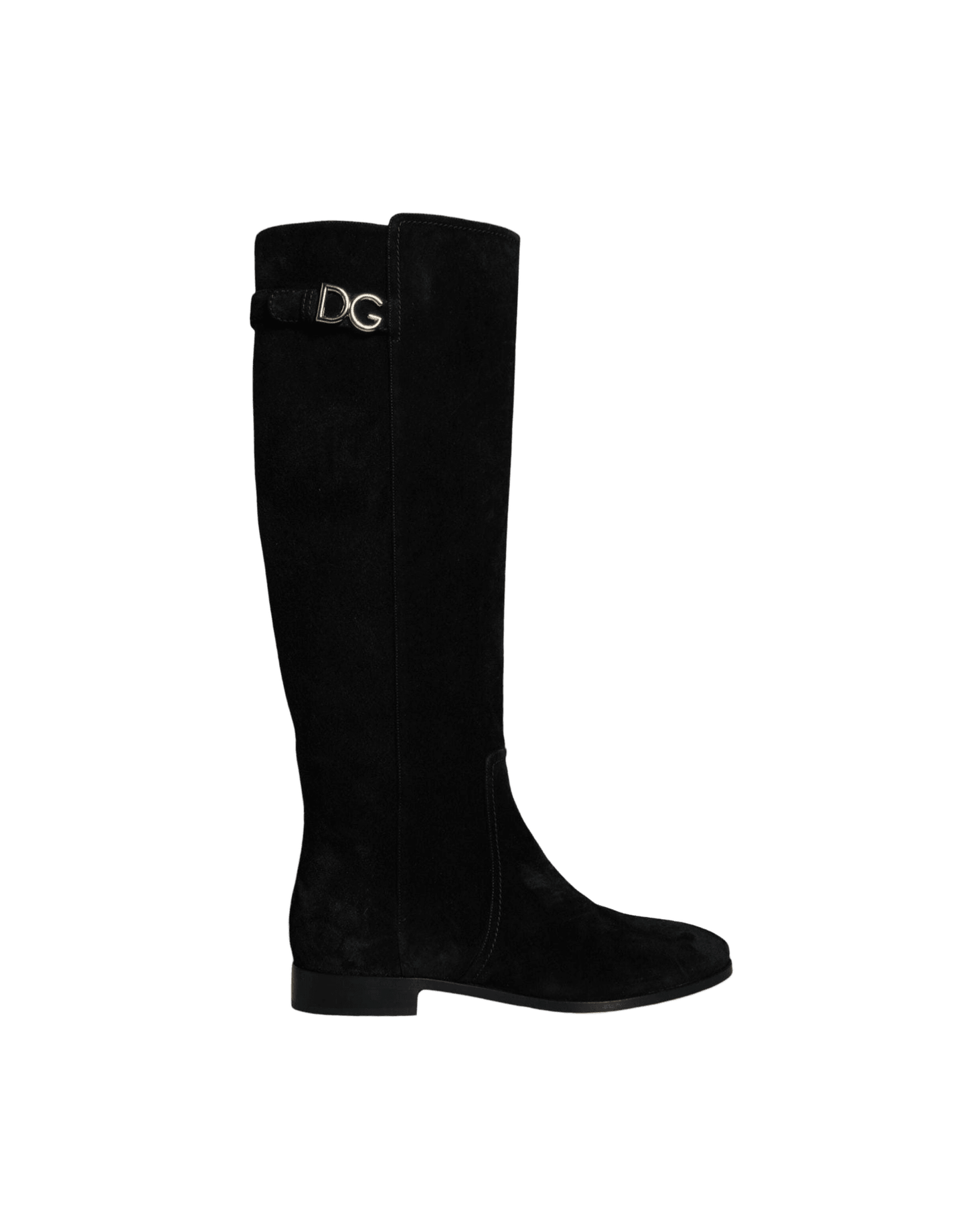 Dolce & Gabbana Black Suede Leather Knee High Boots Shoes Boots