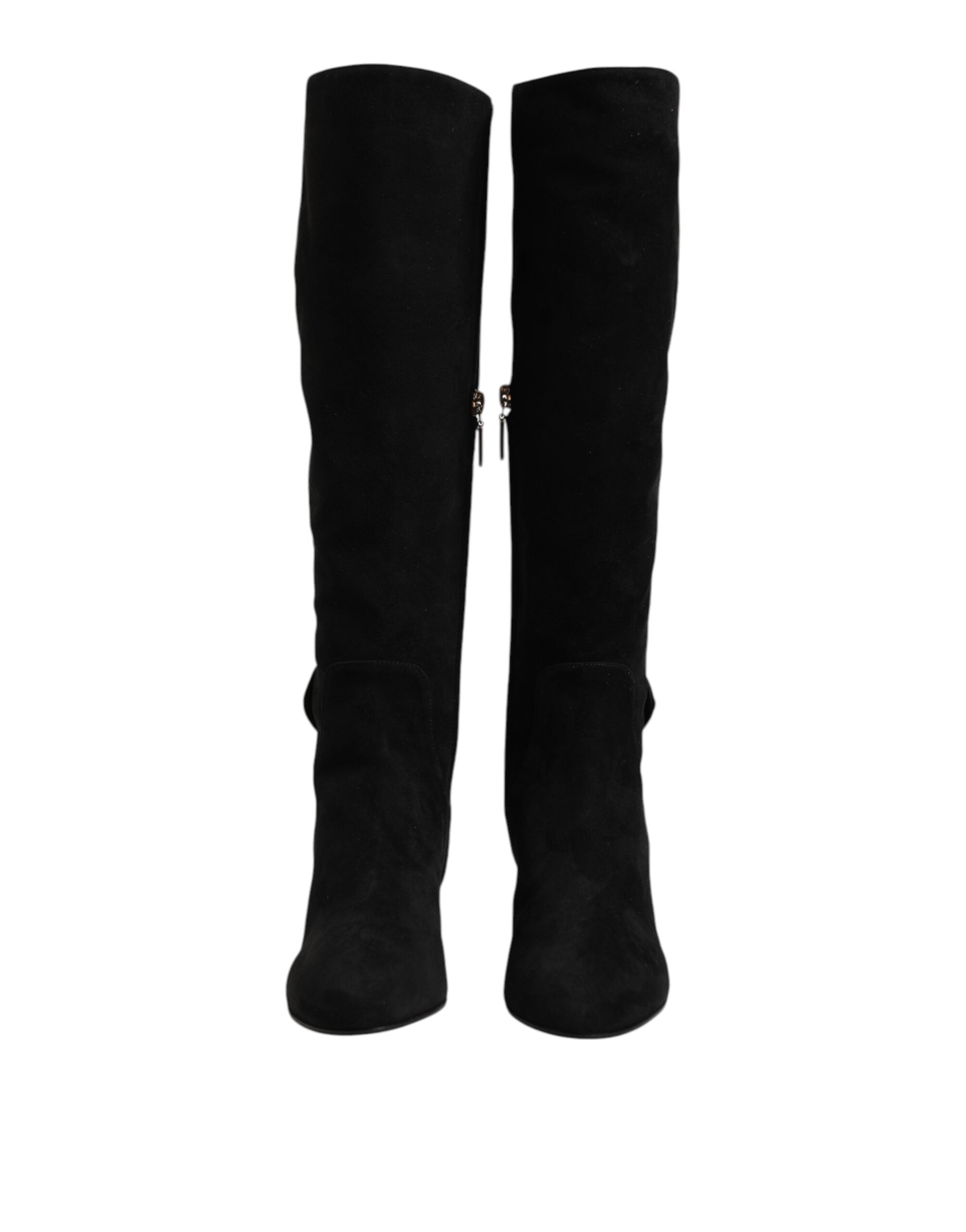 Dolce & Gabbana Black Suede Leather Knee High Boots Shoes Glam Steals
