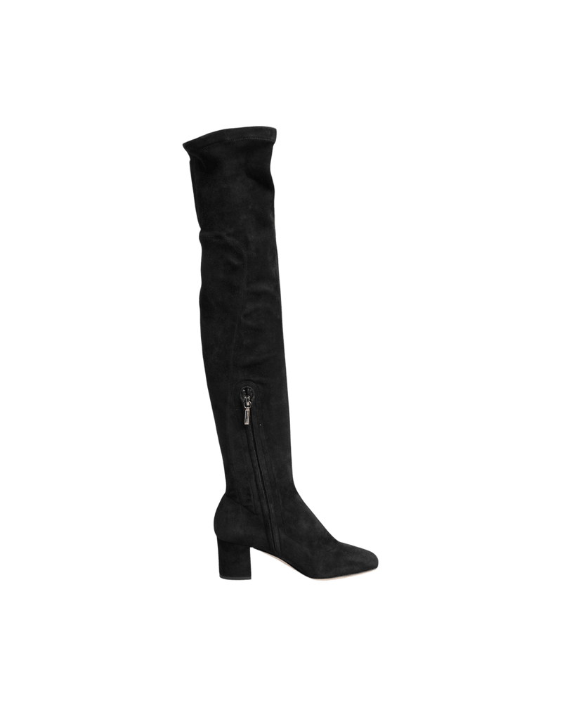 Dolce & Gabbana Black Suede Leather Knee High Boots Shoes Glam Steals