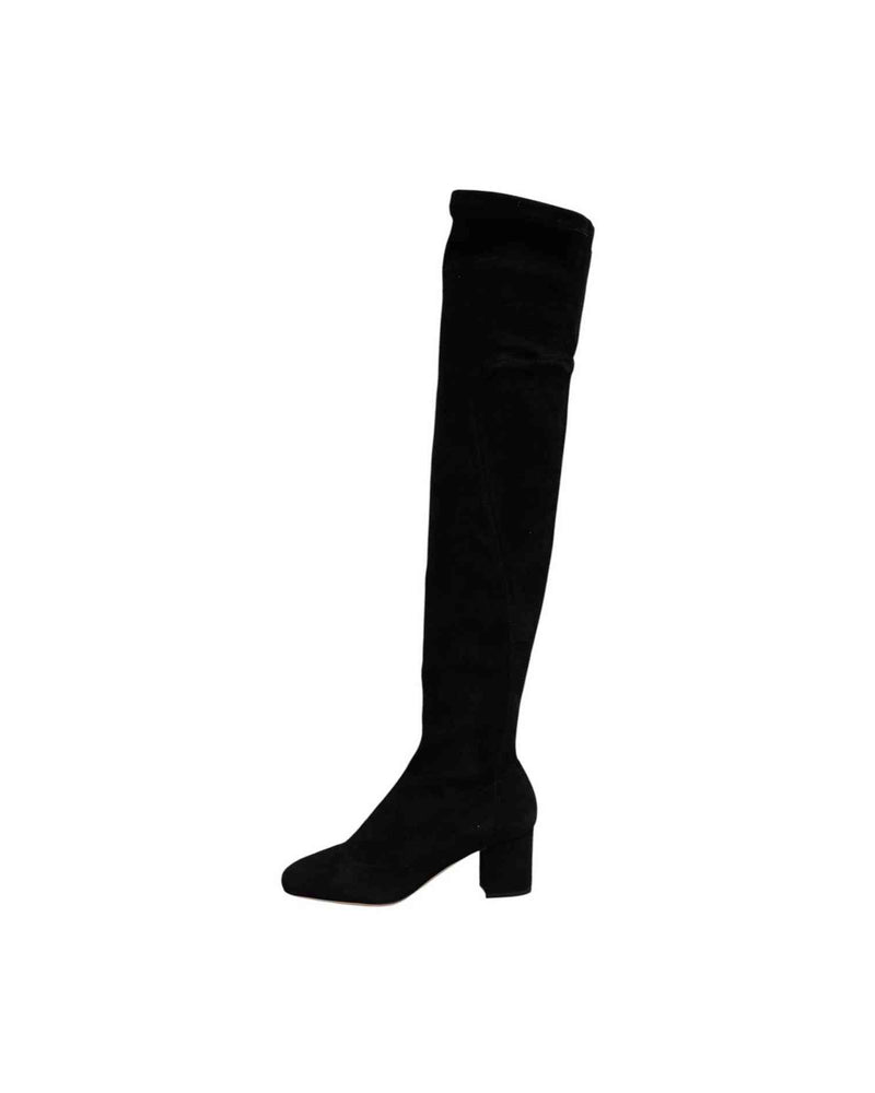 Dolce & Gabbana Black Suede Leather Knee High Boots Shoes Glam Steals