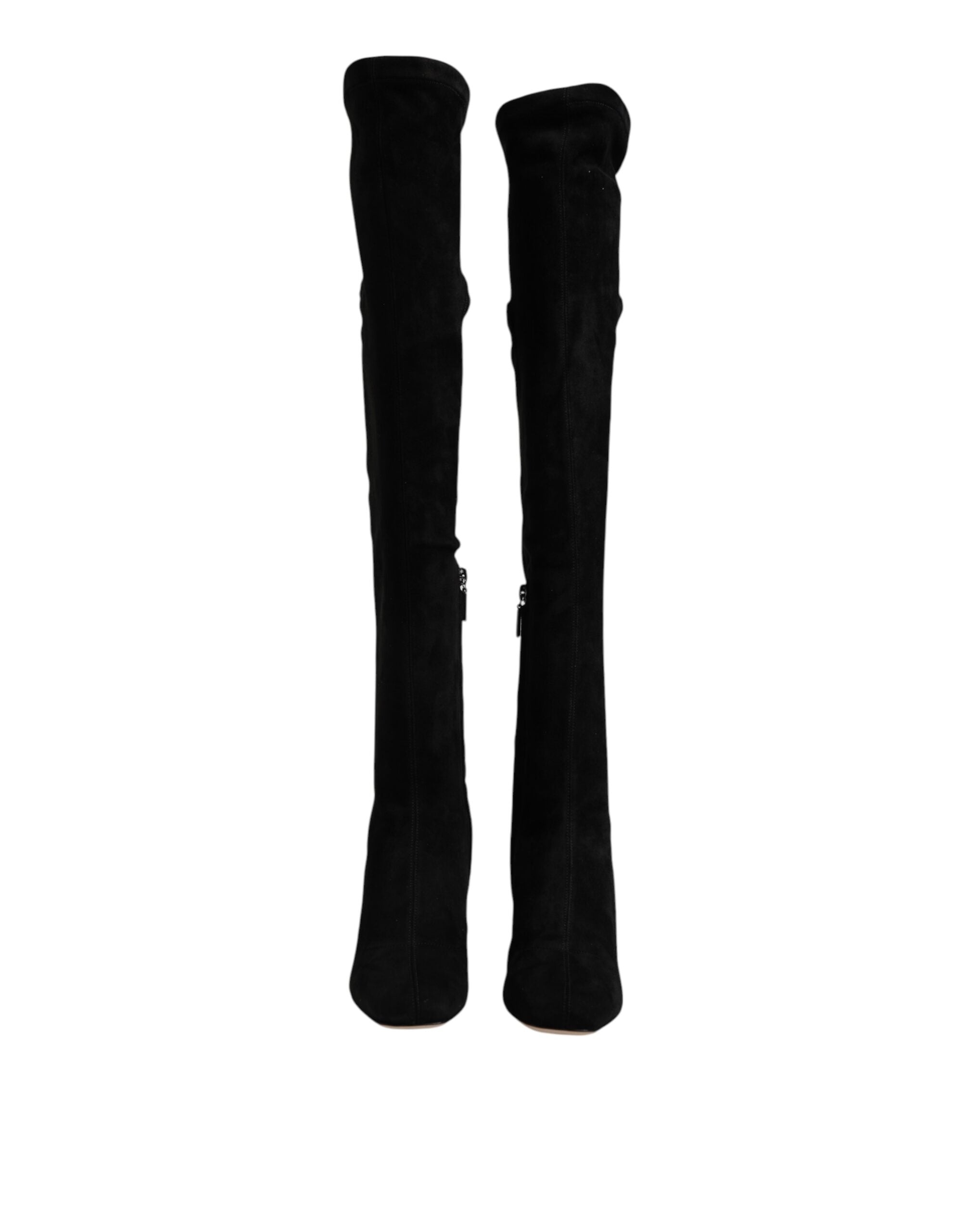 Dolce & Gabbana Black Suede Leather Knee High Boots Shoes Glam Steals
