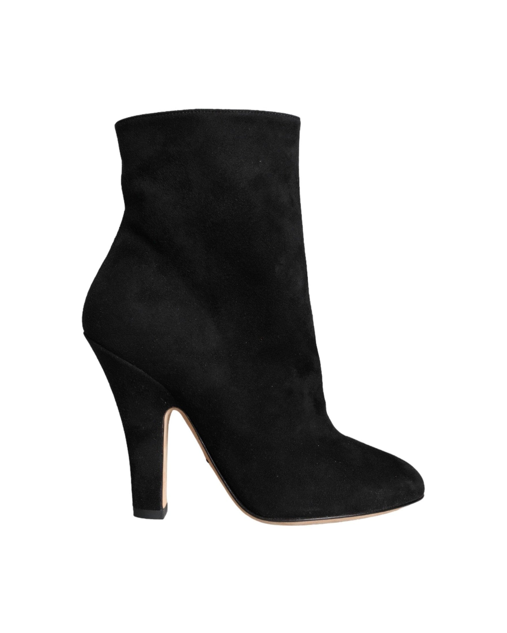 Dolce & Gabbana Black Suede Leather Mid Calf Boots Shoes Glam Steals