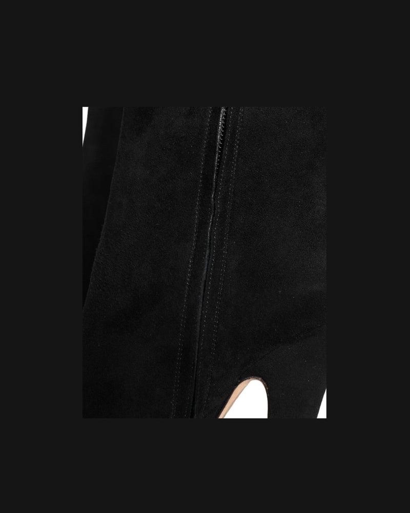 Dolce & Gabbana Black Suede Leather Mid Calf Boots Shoes Glam Steals