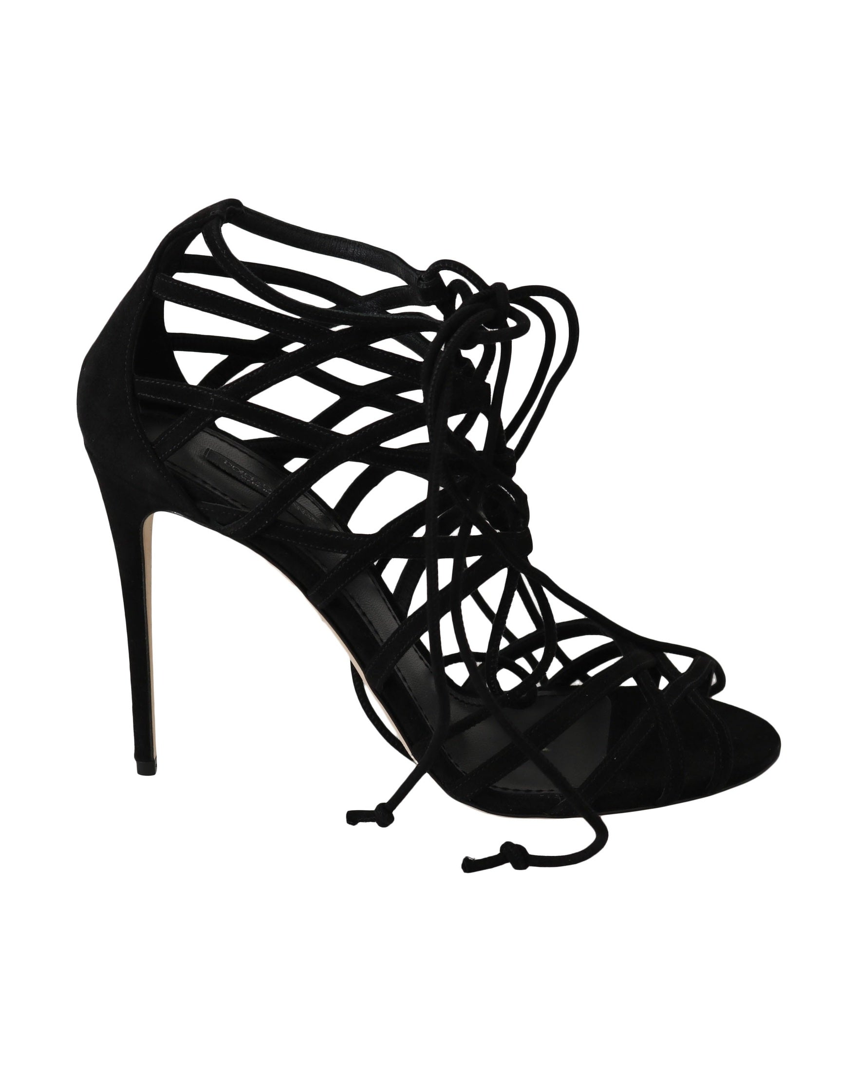 Dolce & Gabbana Black Suede Strap Stilettos Sandals Glam Steals
