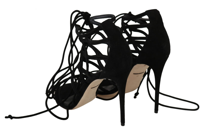 Dolce & Gabbana Black Suede Strap Stilettos Sandals Glam Steals