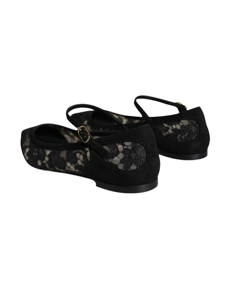 Dolce & Gabbana Black Taormina Lace Bellucci Flats Shoes Flats