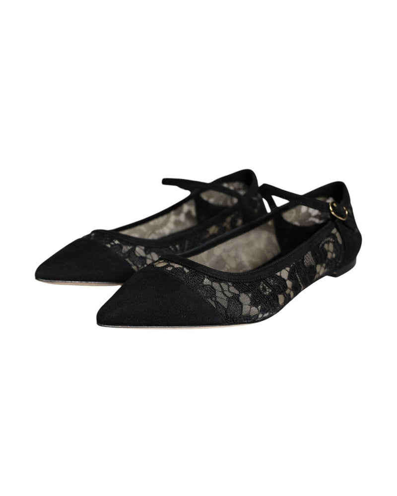 Dolce & Gabbana Black Taormina Lace Bellucci Flats Shoes Glam Steals