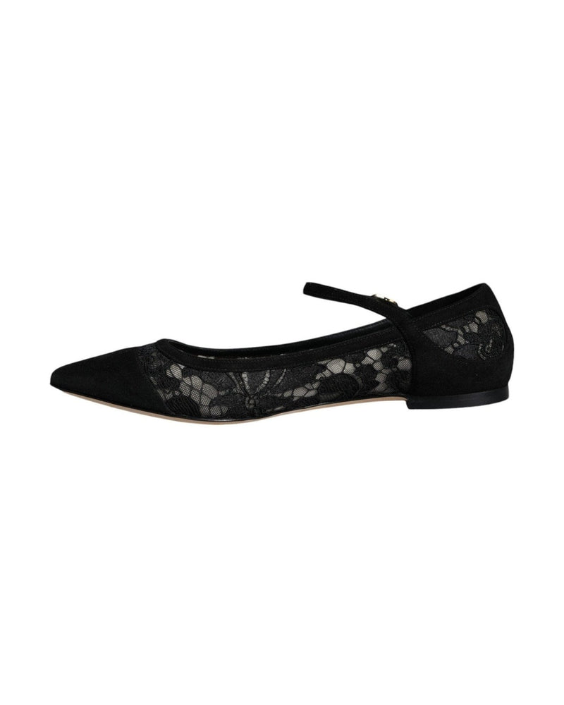 Dolce & Gabbana Black Taormina Lace Bellucci Flats Shoes Glam Steals