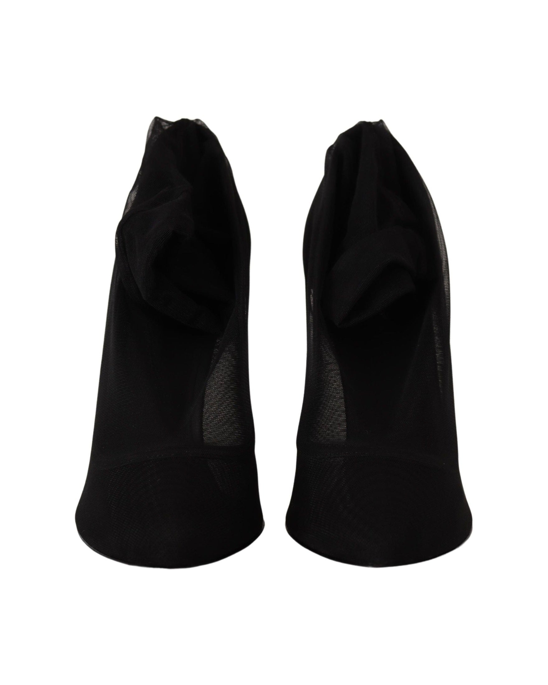 Dolce & Gabbana Black Tulle Stretch Boots Pumps Shoes Glam Steals