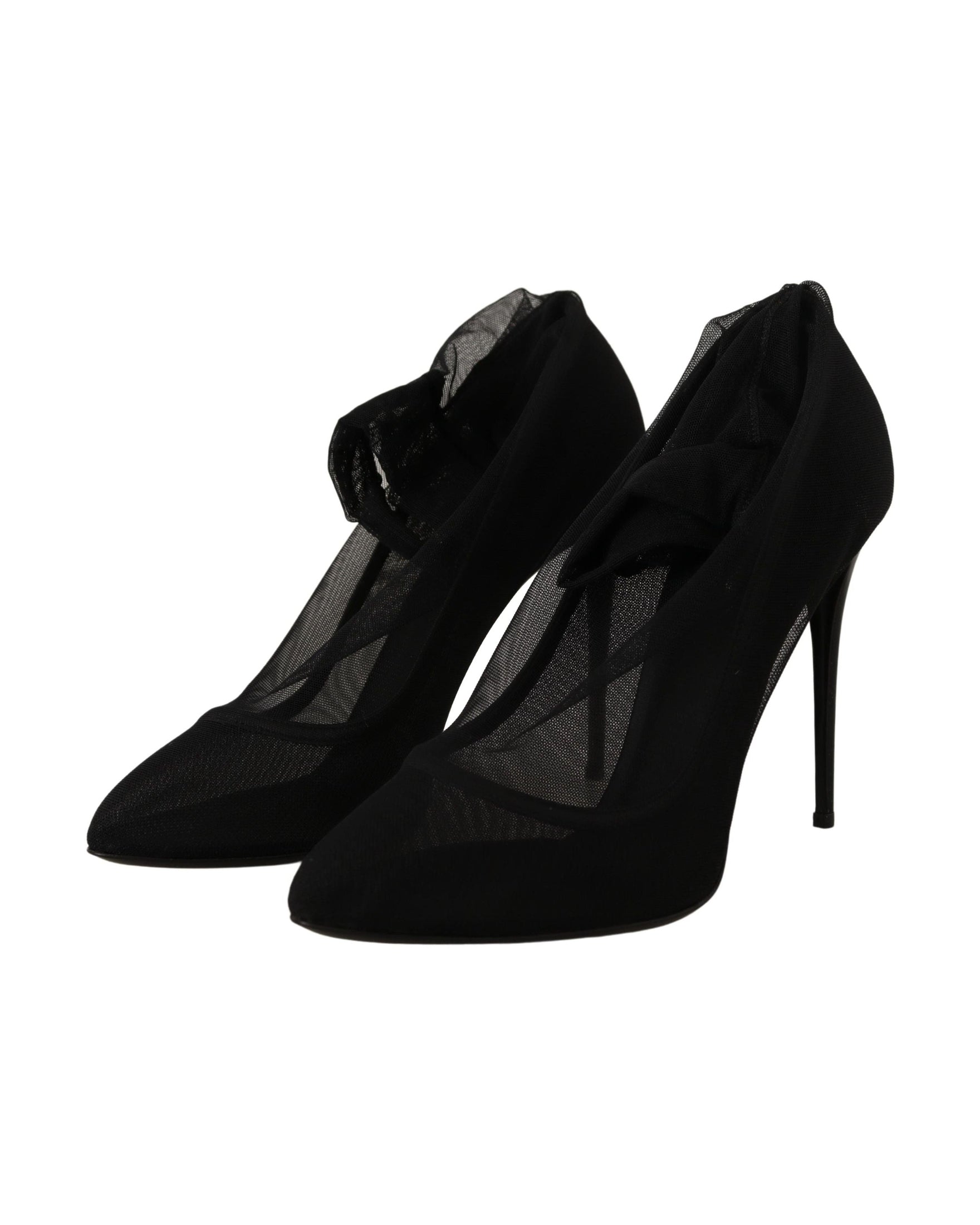 Dolce & Gabbana Black Tulle Stretch Boots Pumps Shoes Glam Steals