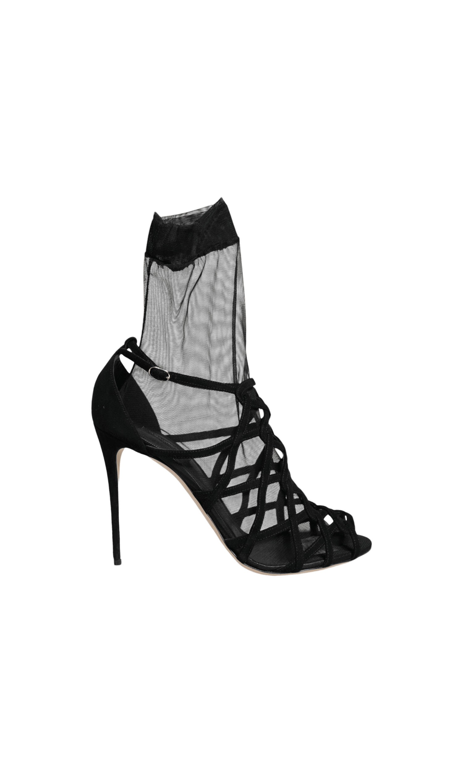 Dolce & Gabbana Black Tulle Stretch Heels Sandals Shoes Glam Steals