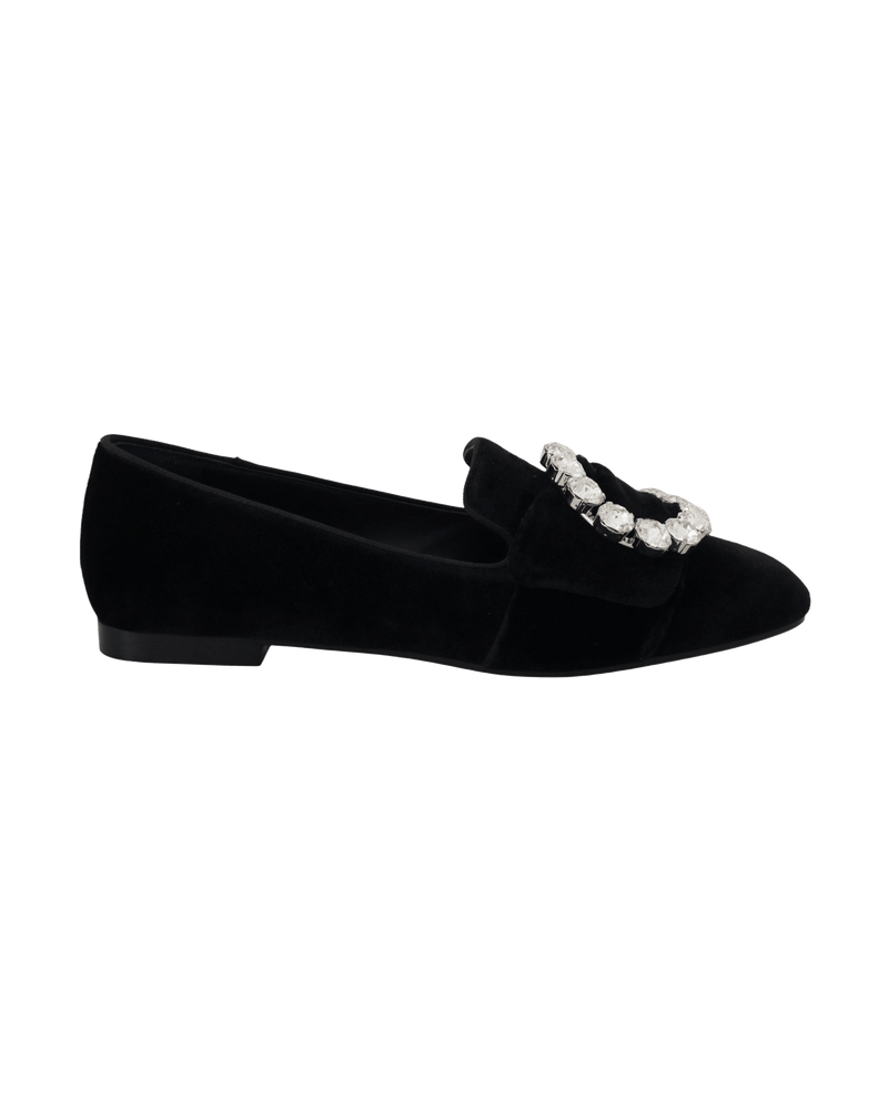 Dolce & Gabbana Black Velvet Crystals Loafers Glam Steals