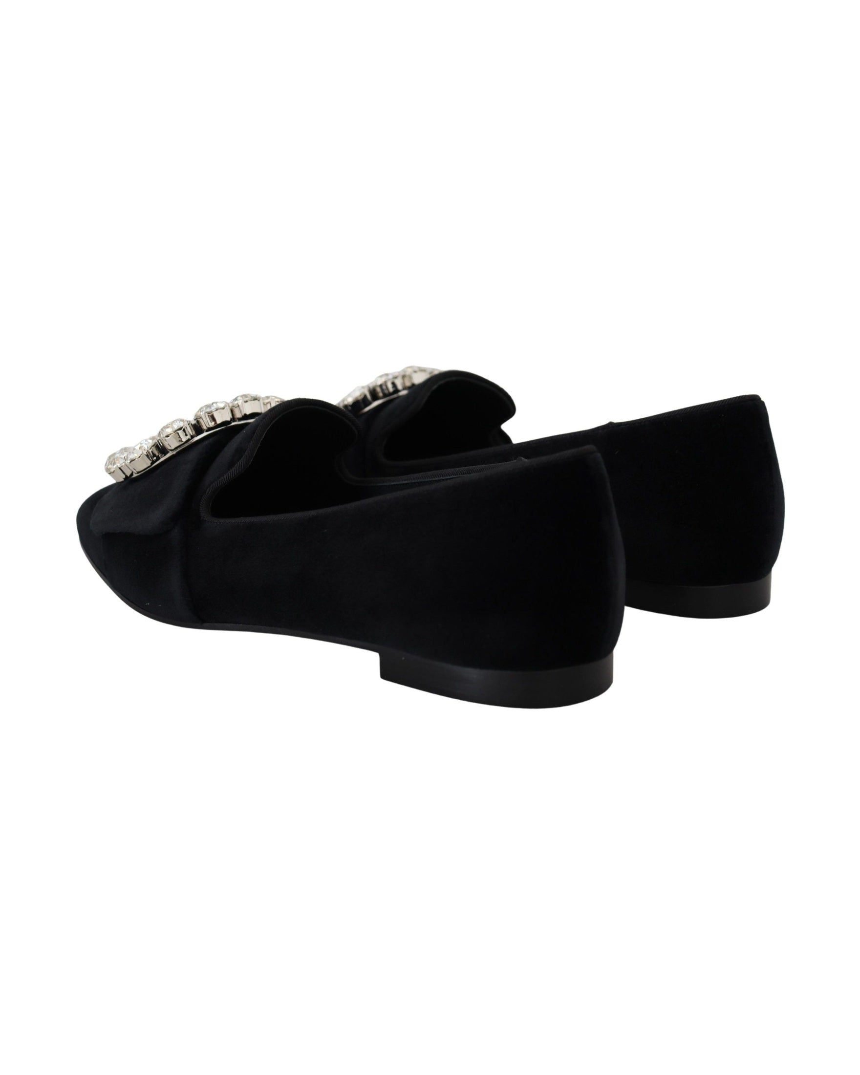 Dolce & Gabbana Black Velvet Crystals Loafers Glam Steals