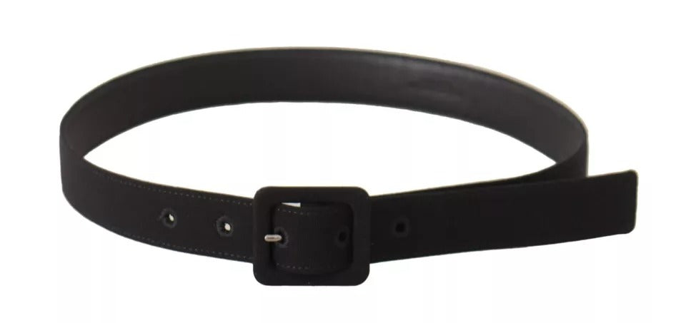 Dolce & Gabbana Black Velvet Leather Logo Waist Buckle Belt Glam Steals
