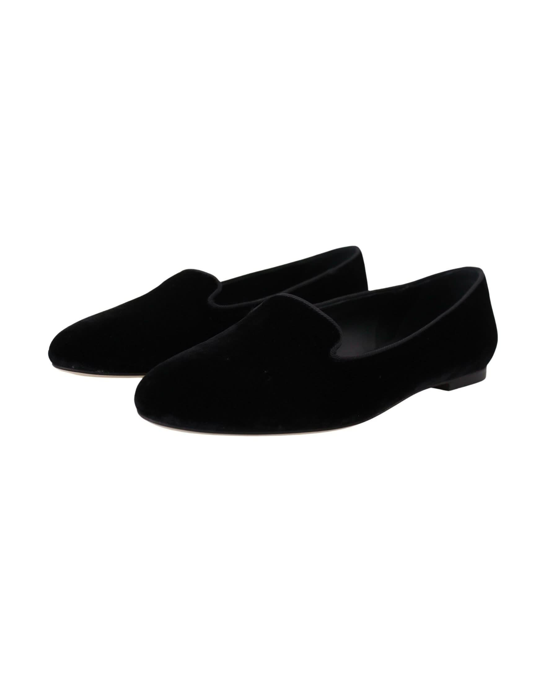 Dolce & Gabbana Black Velvet Slip Ons Loafers Flats