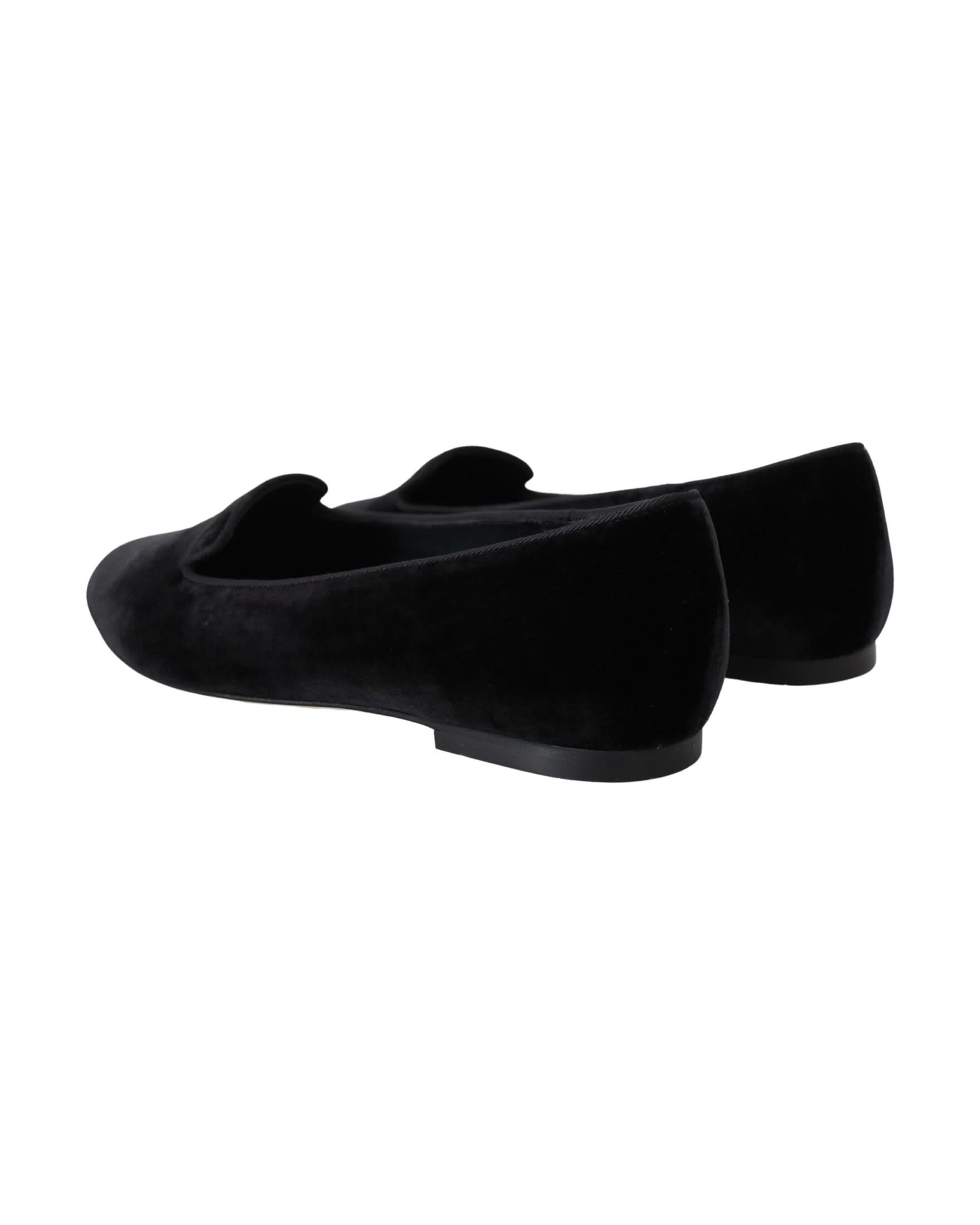 Dolce & Gabbana Black Velvet Slip Ons Loafers Flats