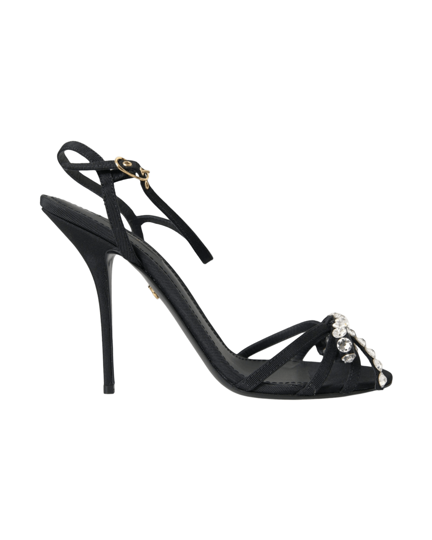 Dolce & Gabbana Black Viscose Crystal Bow Heels Sandals Shoes Glam Steals