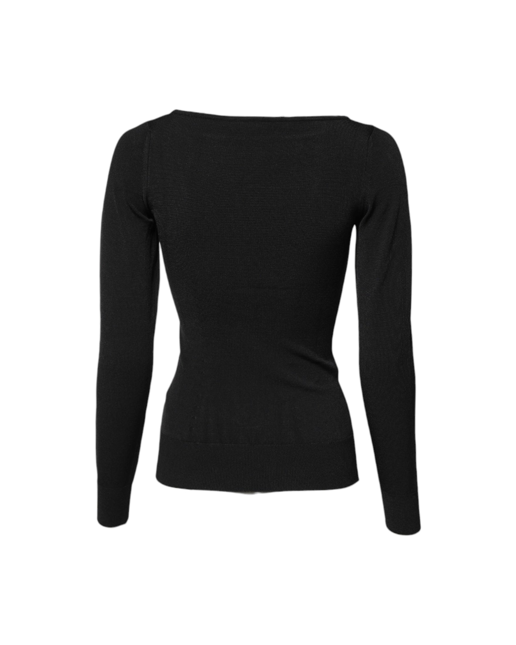 Dolce & Gabbana Black Viscose Long Sleeves Pullover Top Glam Steals