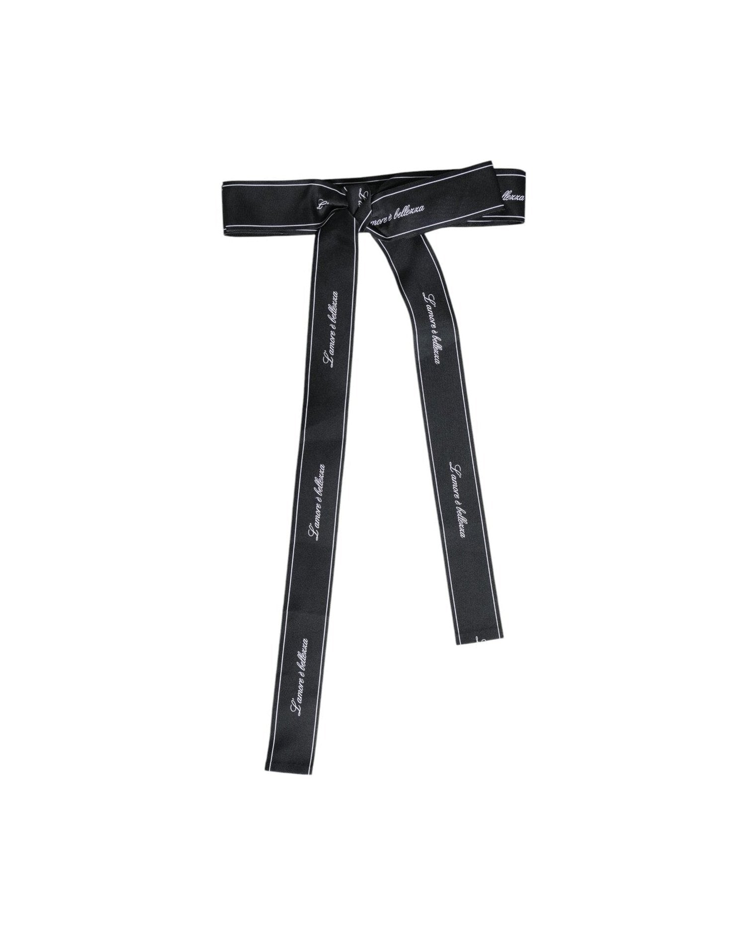 Dolce & Gabbana Black Waist Ribbon Wide Bow Logo Belt Glam Steals