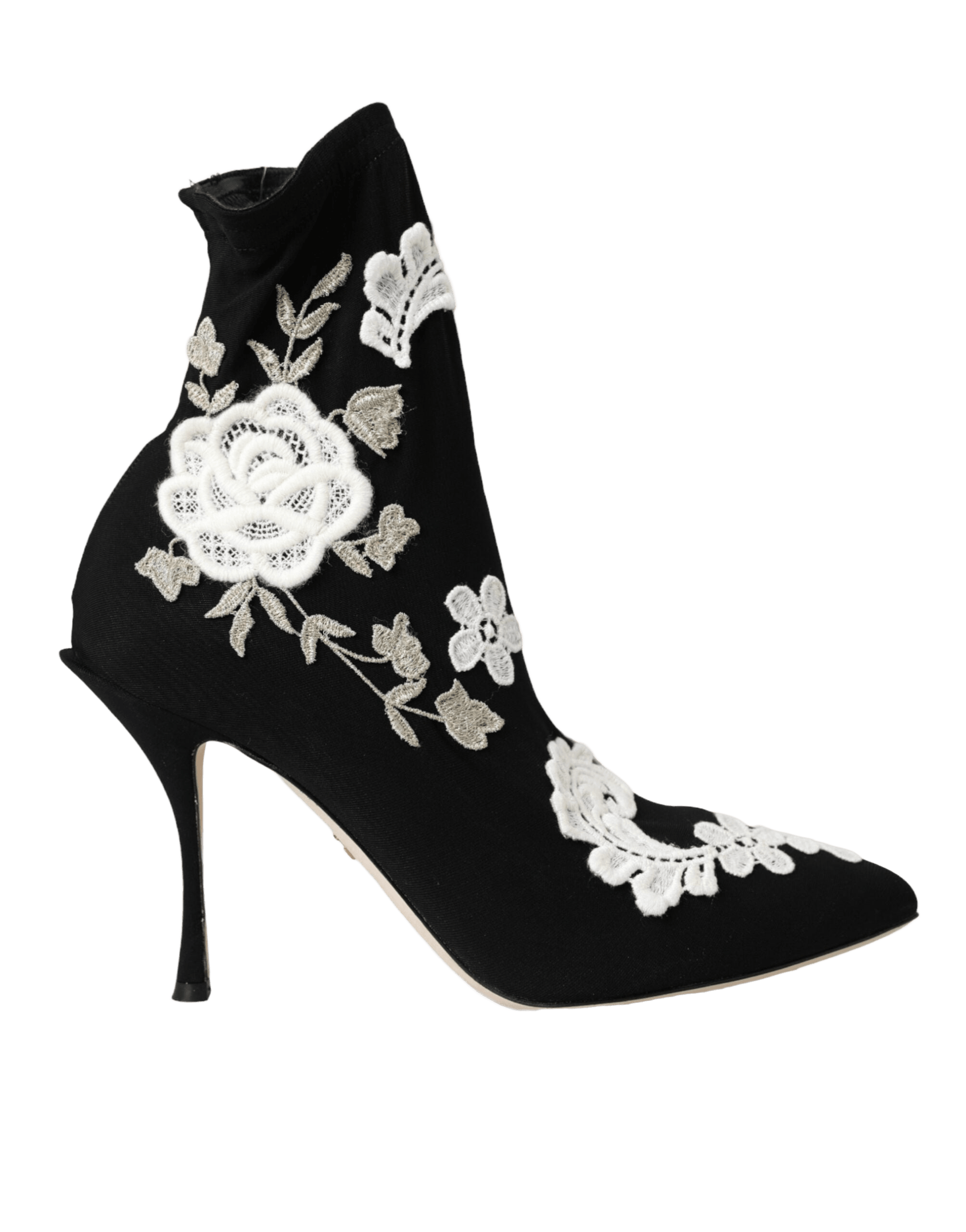 Dolce & Gabbana Black White Embroidery Slip On Boots Shoes Glam Steals