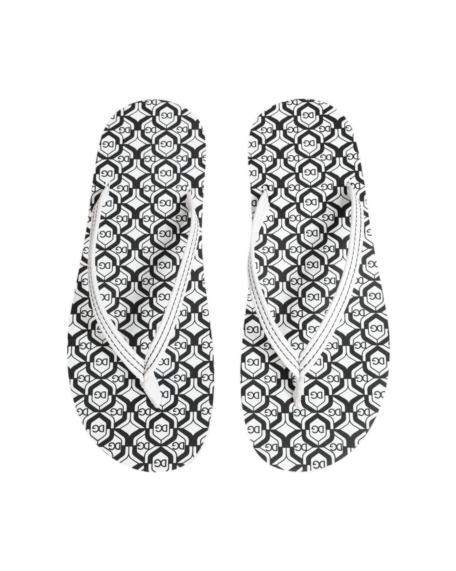 Dolce & Gabbana Black White Logo Beachwear Flats Slipper Shoes Glam Steals