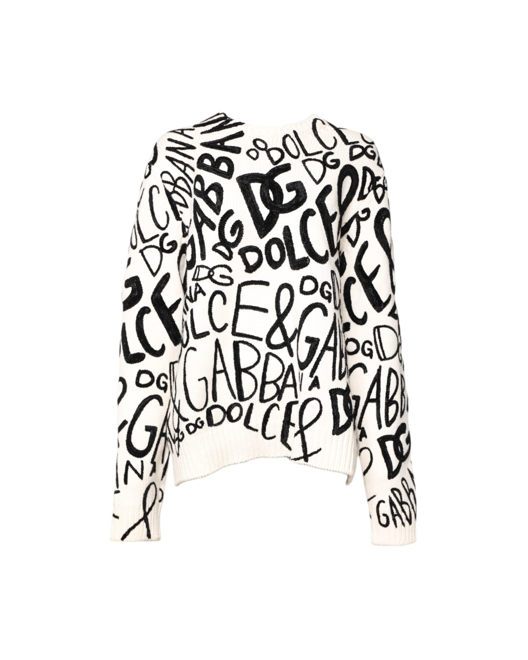 Dolce & Gabbana Black White Logo Print Pullover Sweater