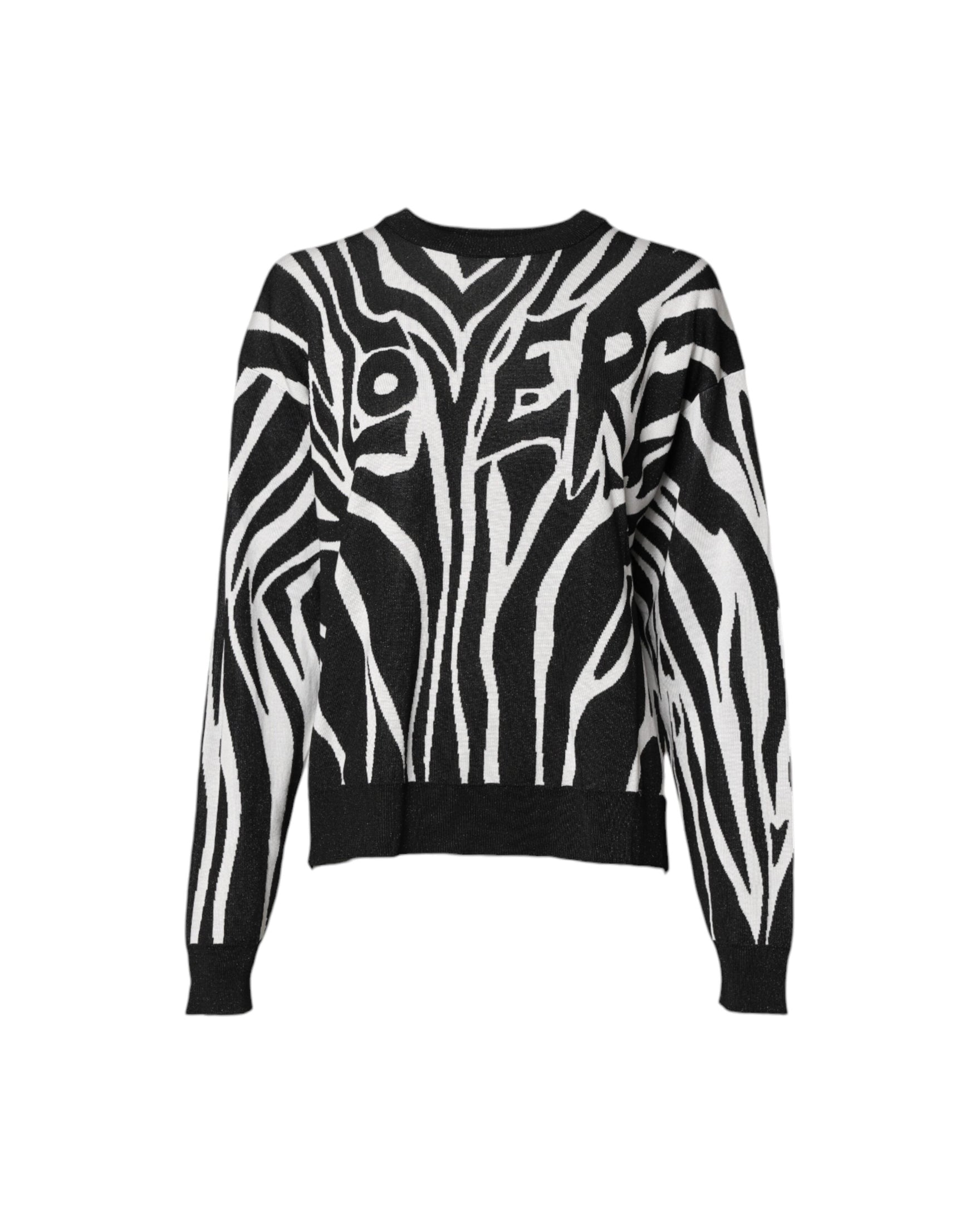 Dolce & Gabbana Black White Print Pullover Sweater Glam Steals
