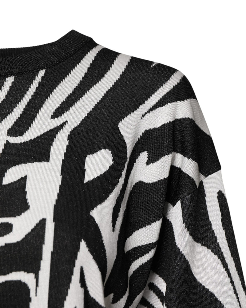 Dolce & Gabbana Black White Print Pullover Sweater Glam Steals