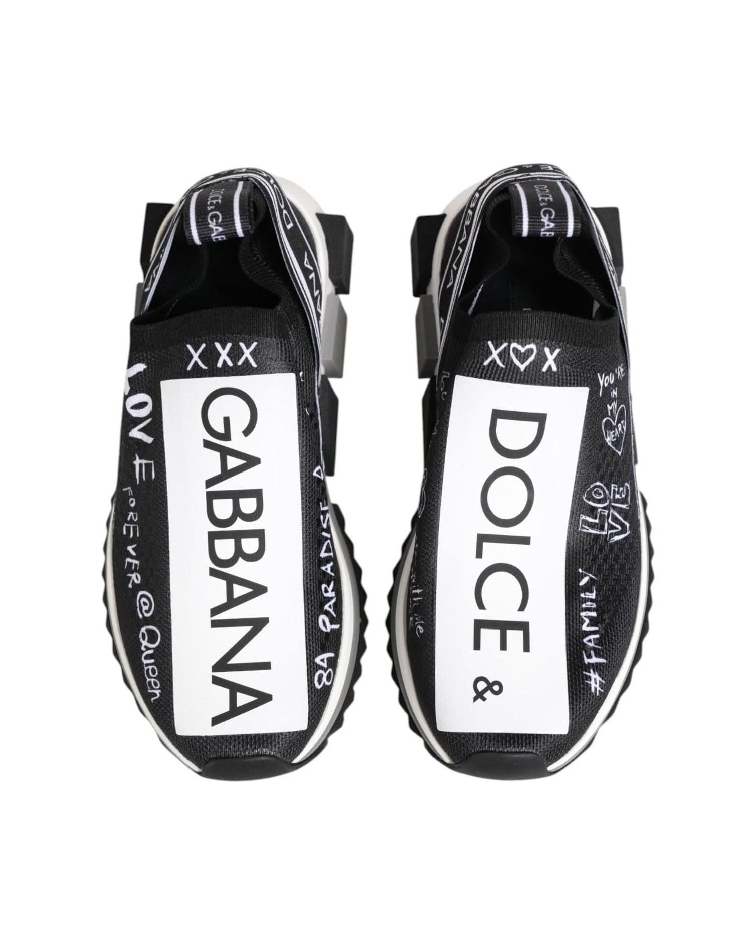Dolce & Gabbana Black White Sorrento Low Top Sneakers Shoes Sneakers