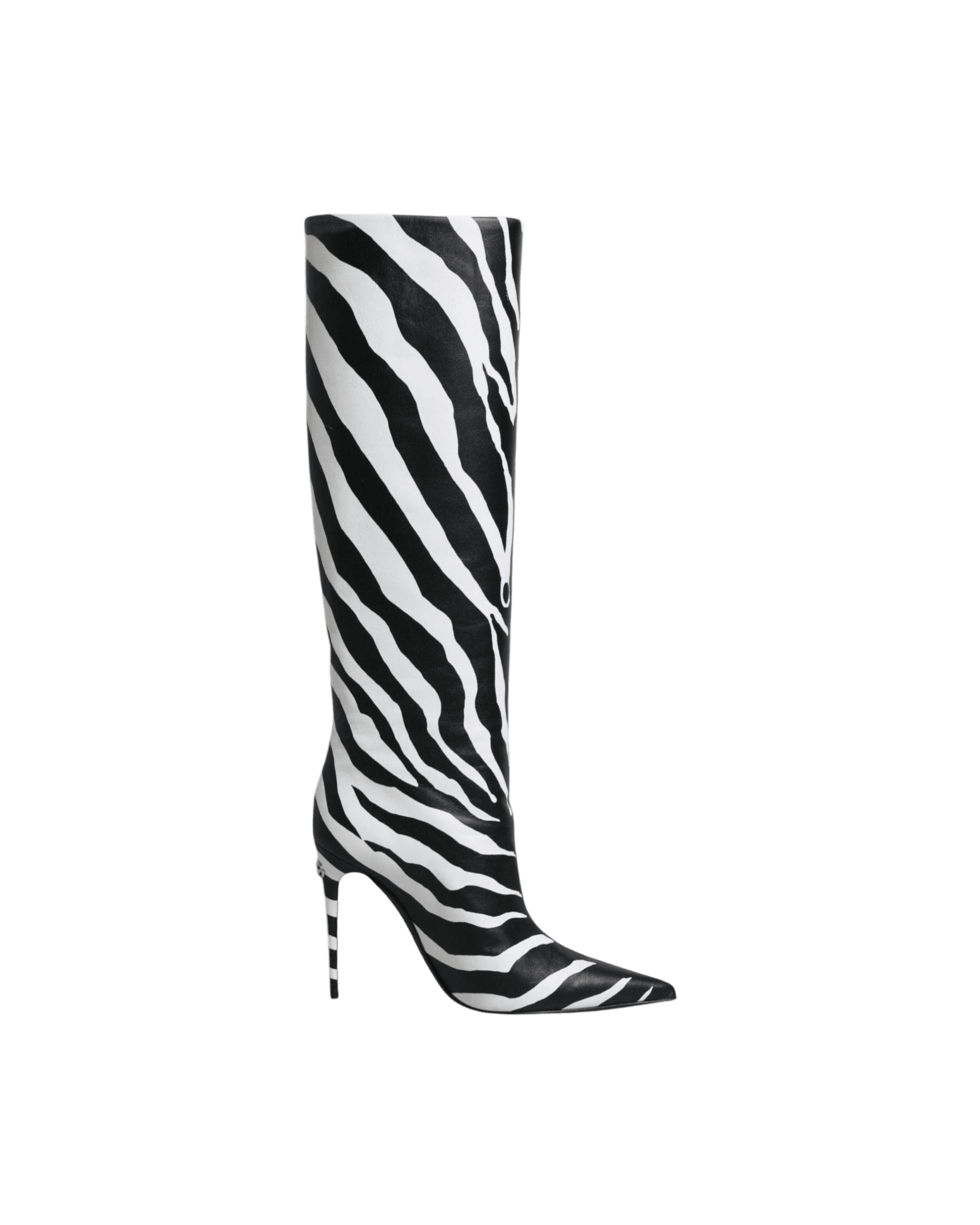Dolce & Gabbana Black White Zebra Heels High Boots Shoes Glam Steals
