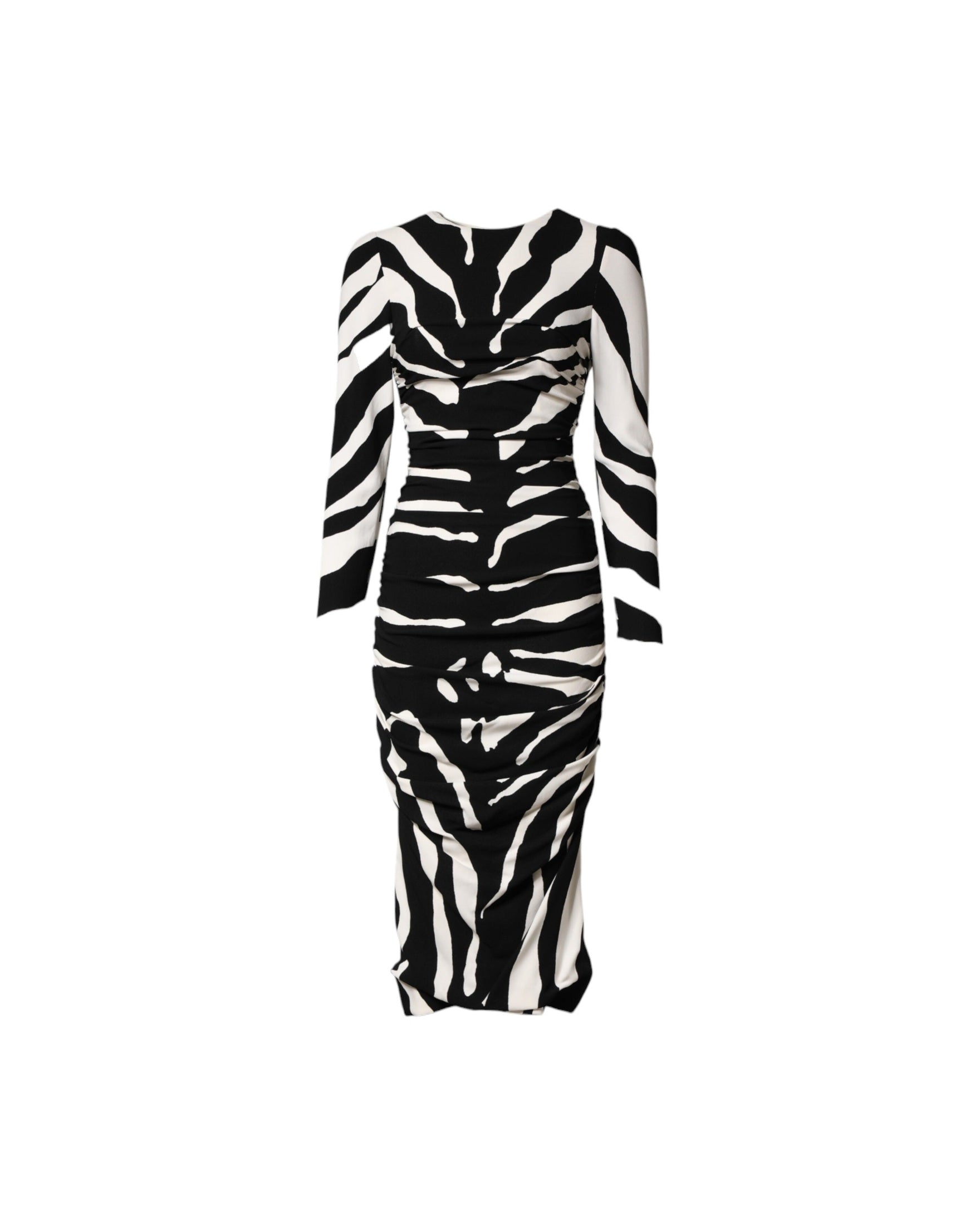 Dolce & Gabbana Black White Zebra Viscose Sheath Midi Dress Glam Steals