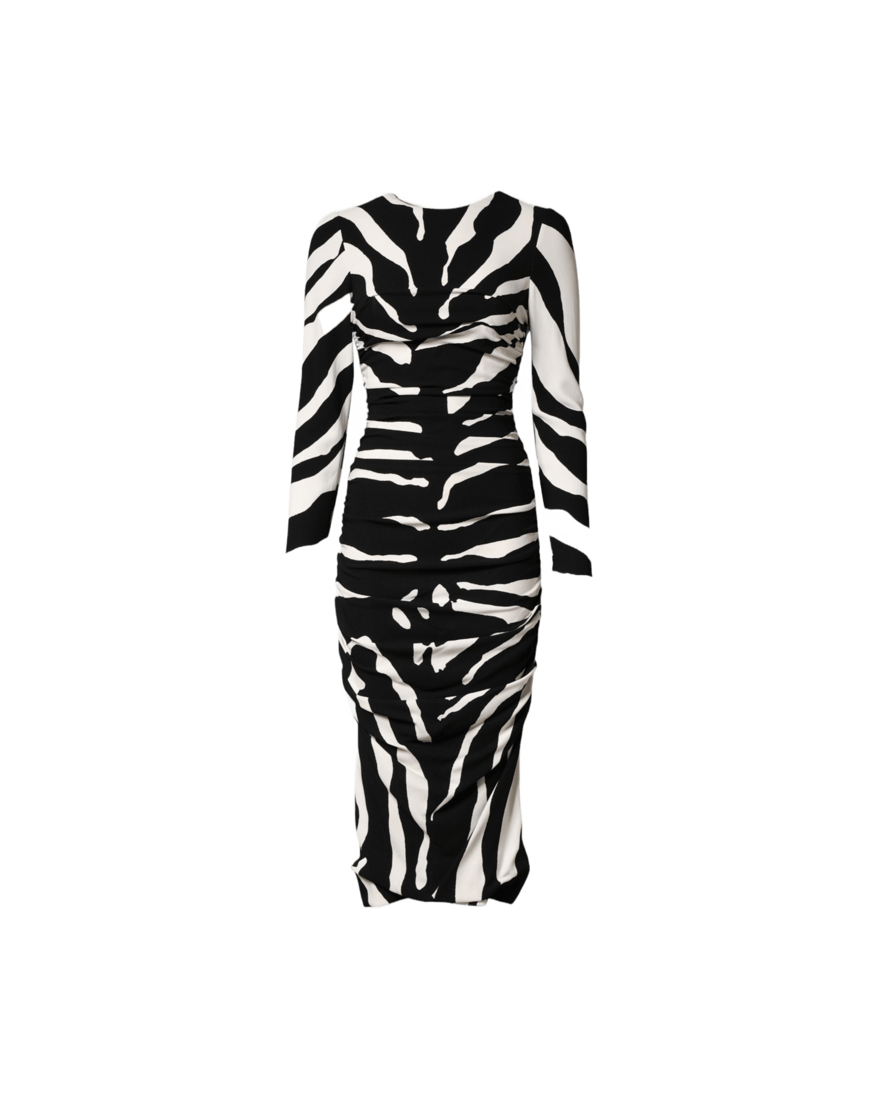 Dolce & Gabbana Black White Zebra Viscose Sheath Midi Dress Glam Steals