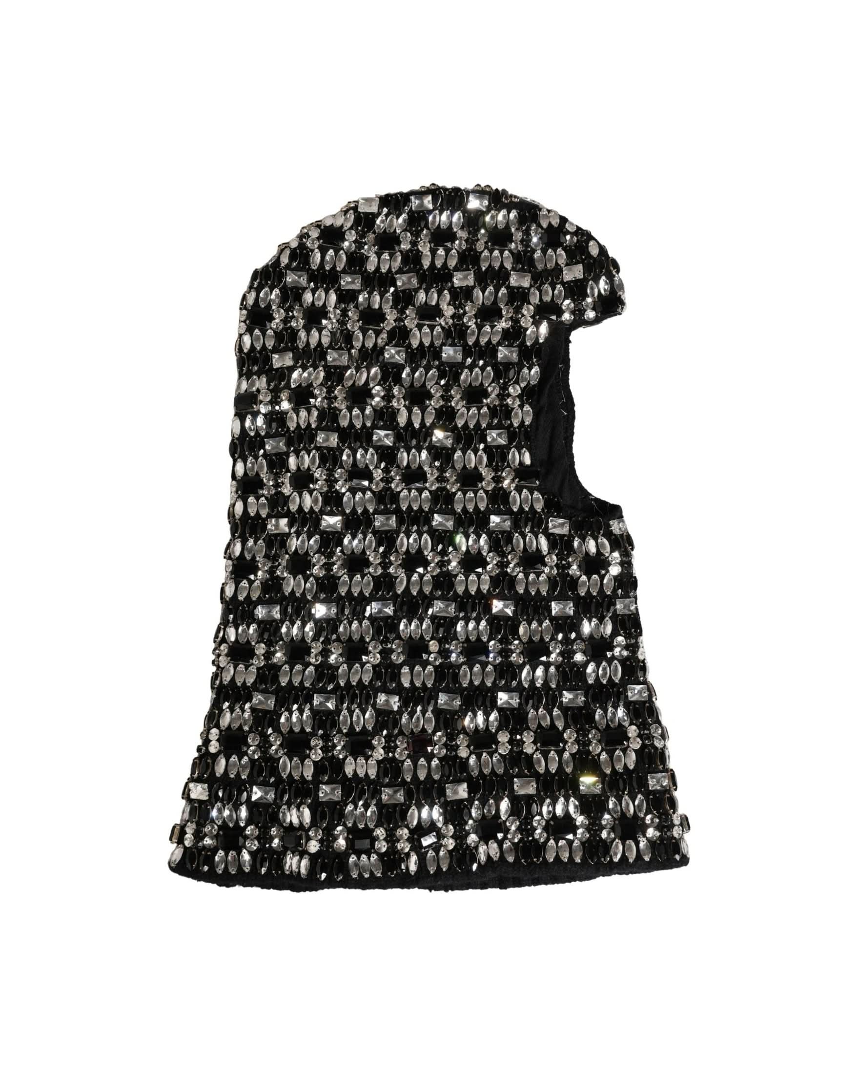 Dolce & Gabbana Black Wool Crystal Embellished Balaclava Hat 
