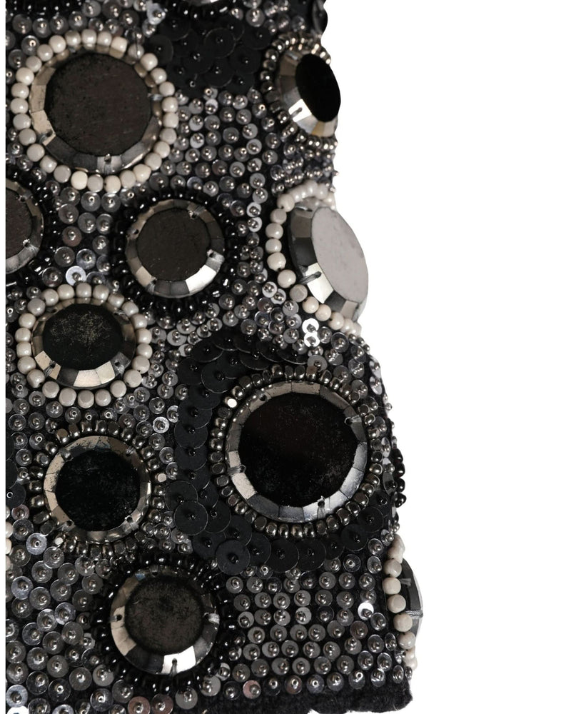 Dolce & Gabbana Black Wool Crystal Embellished Balaclava Hat 