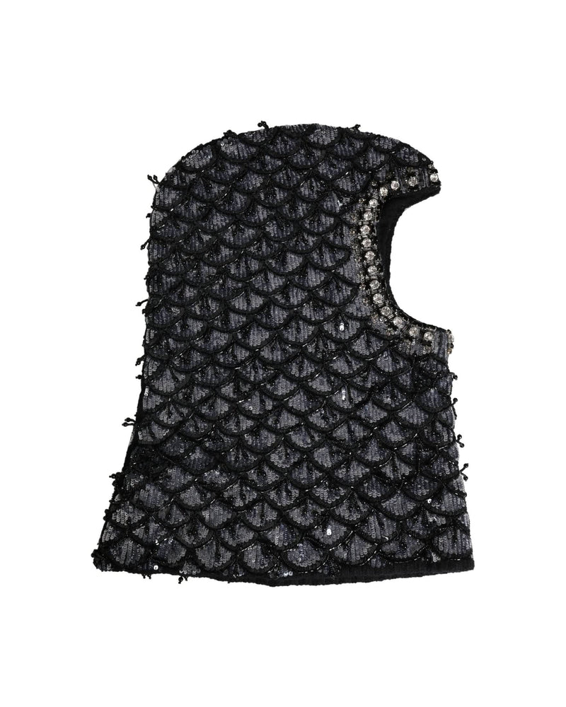 Dolce & Gabbana Black Wool Crystal Embellished Balaclava Hat 