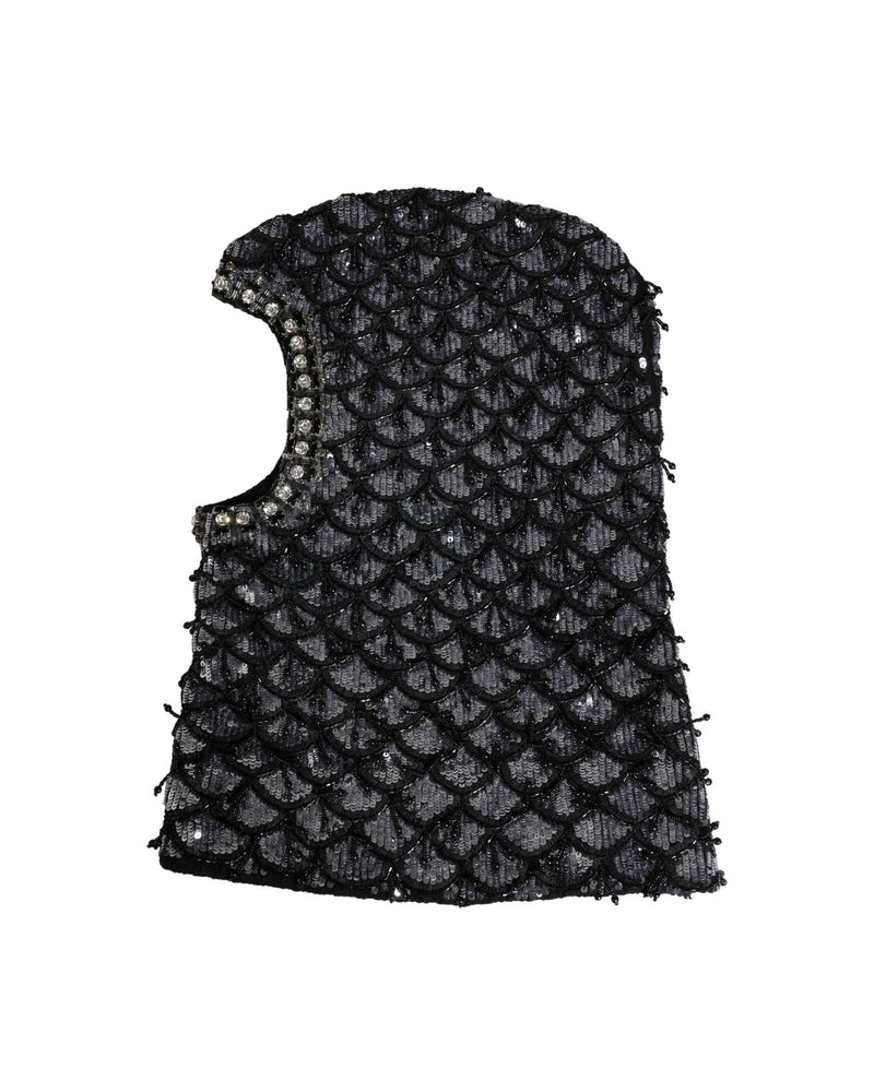 Dolce & Gabbana Black Wool Crystal Embellished Balaclava Hat 