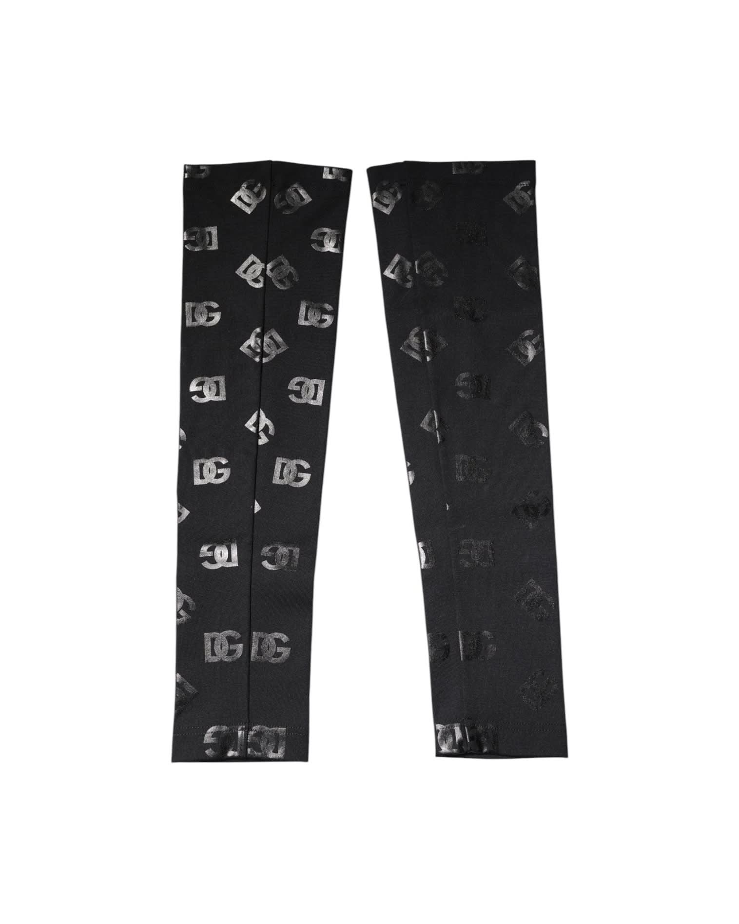 Dolce & Gabbana Black Wool Dg Logo Monogram Stretch Arm Sleeves Arm Warmers & Sleeves