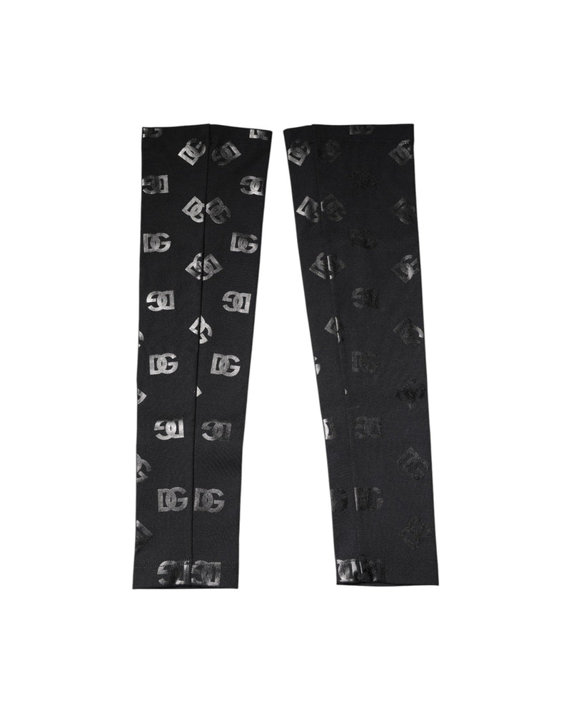 Dolce & Gabbana Black Wool Dg Logo Monogram Stretch Arm Sleeves Arm Warmers & Sleeves