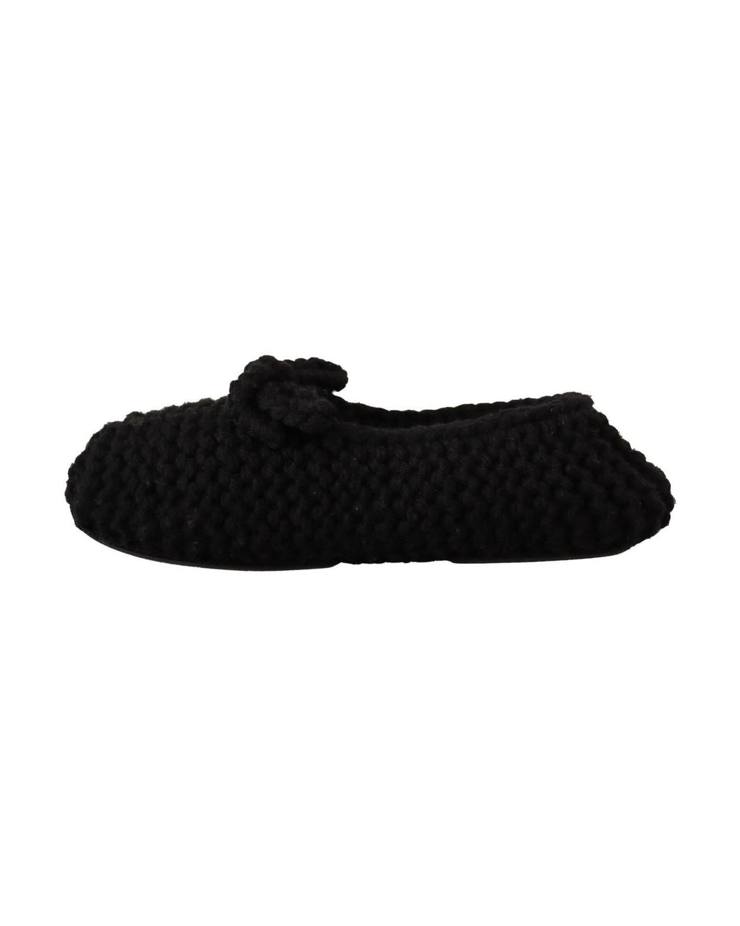 Dolce & Gabbana Black Wool Elegant Knit Ballet Flats Flats