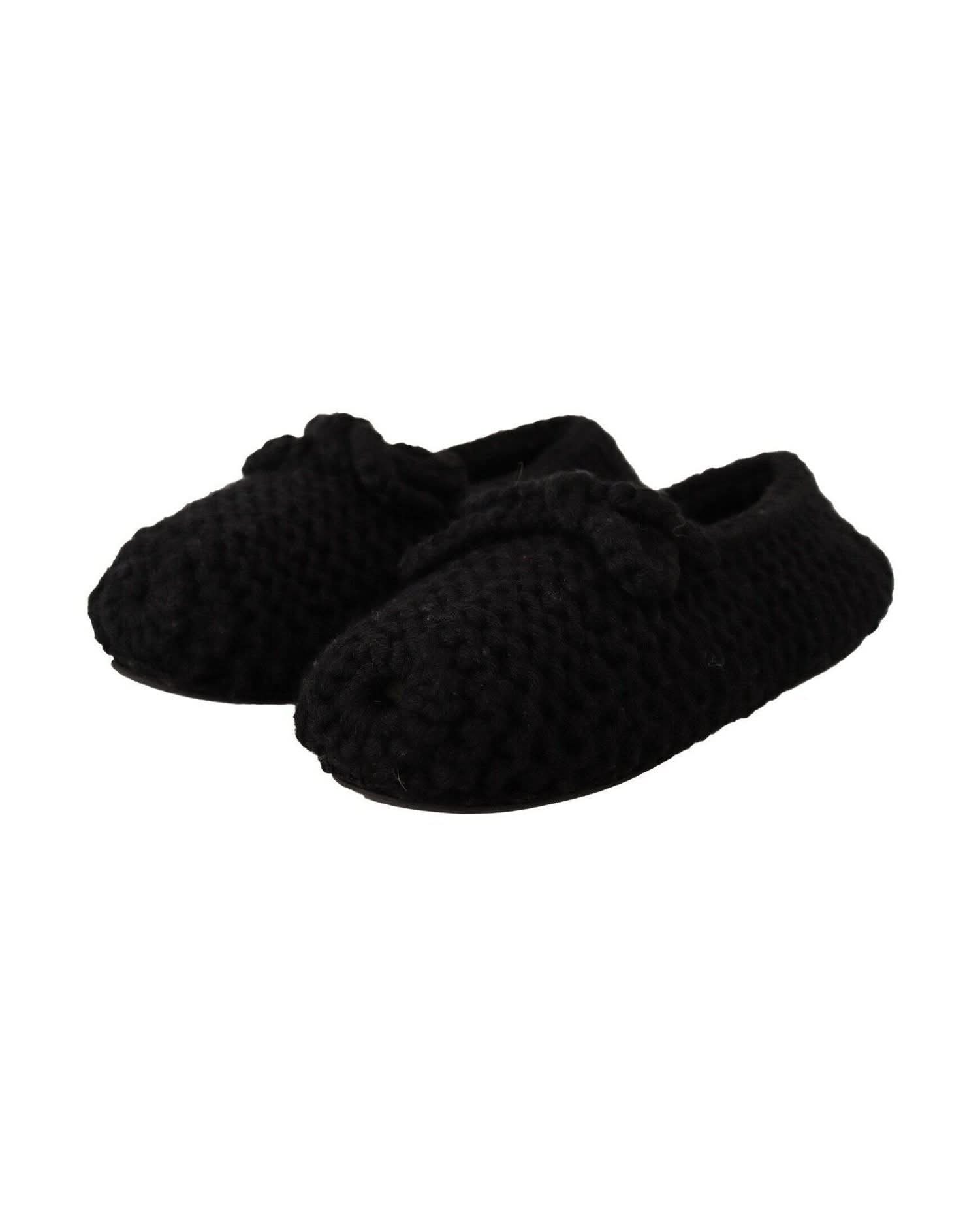 Dolce & Gabbana Black Wool Elegant Knit Ballet Flats Flats