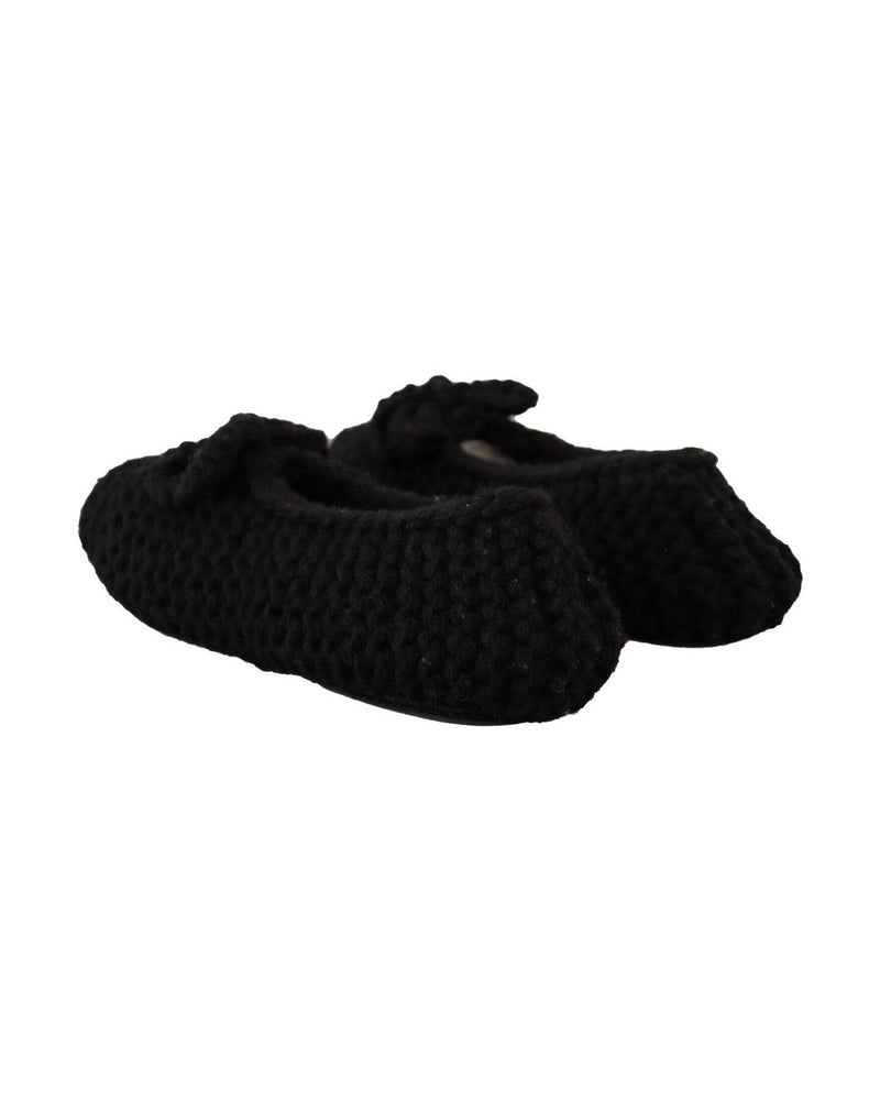 Dolce & Gabbana Black Wool Elegant Knit Ballet Flats Flats