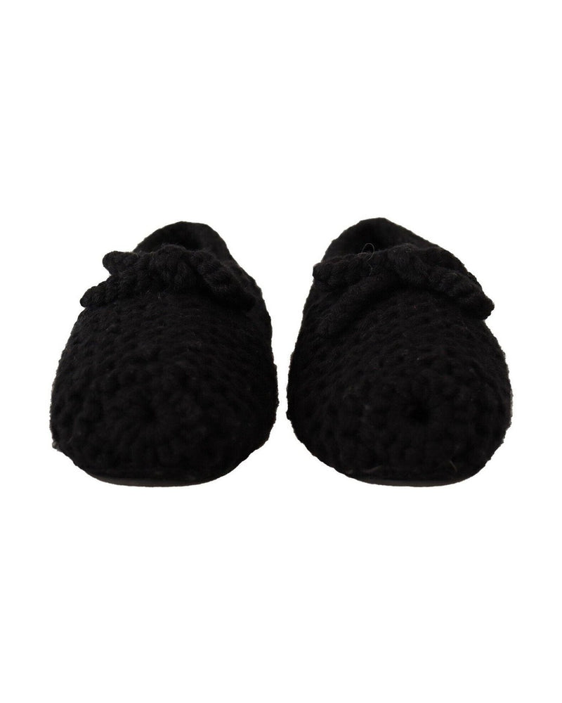 Dolce & Gabbana Black Wool Elegant Knit Ballet Flats Glam Steals
