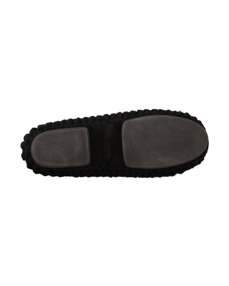 Dolce & Gabbana Black Wool Elegant Knit Ballet Flats Glam Steals