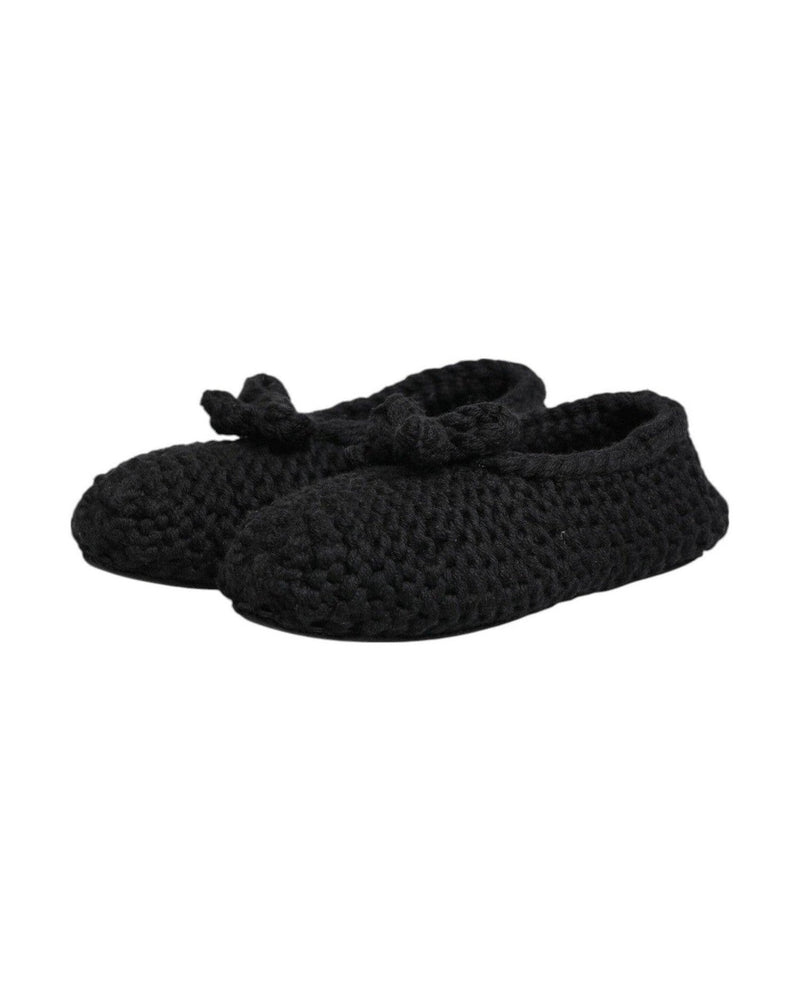 Dolce & Gabbana Black Wool Knit Slip On Ballerina Flats Shoes Shoes
