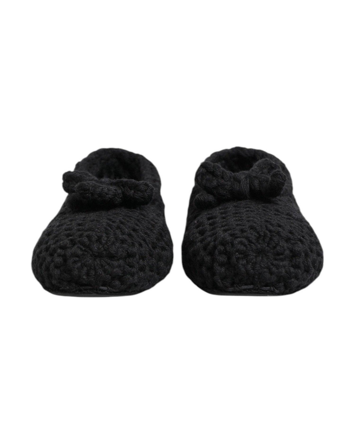 Dolce & Gabbana Black Wool Knit Slip On Ballerina Flats Shoes Shoes