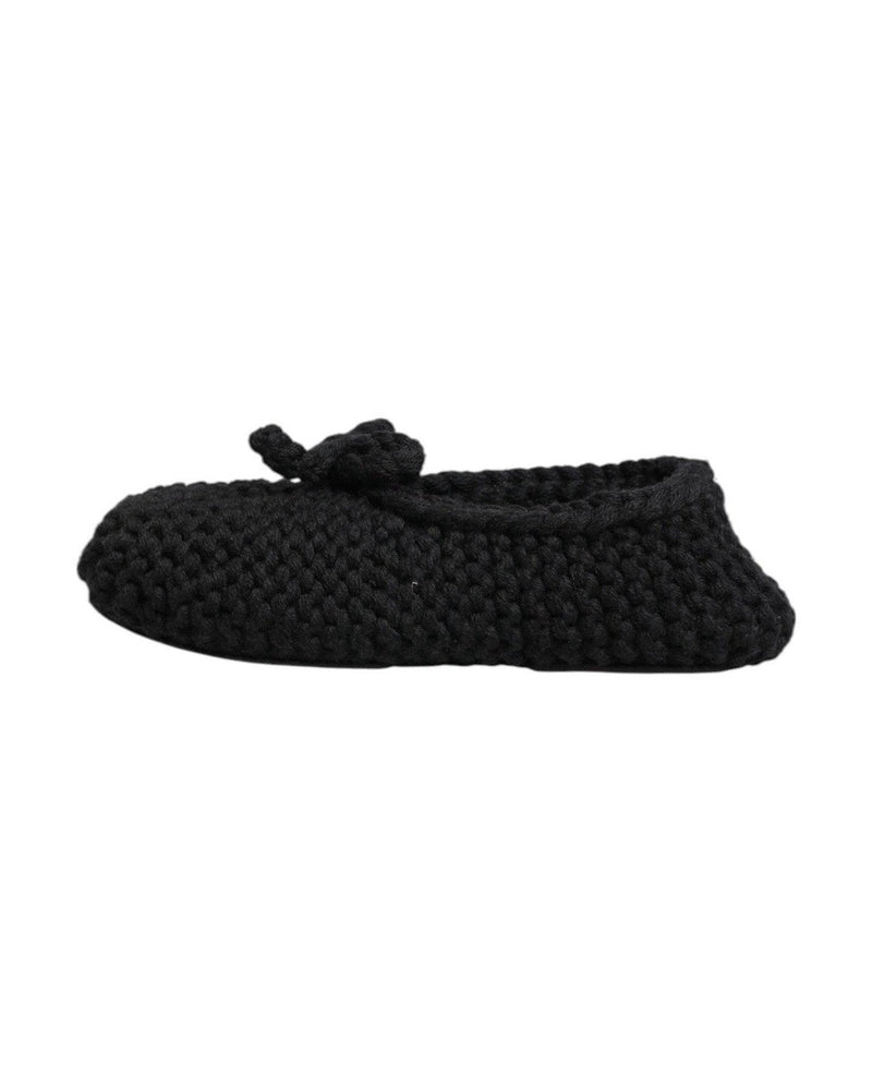 Dolce & Gabbana Black Wool Knit Slip On Ballerina Flats Shoes Shoes