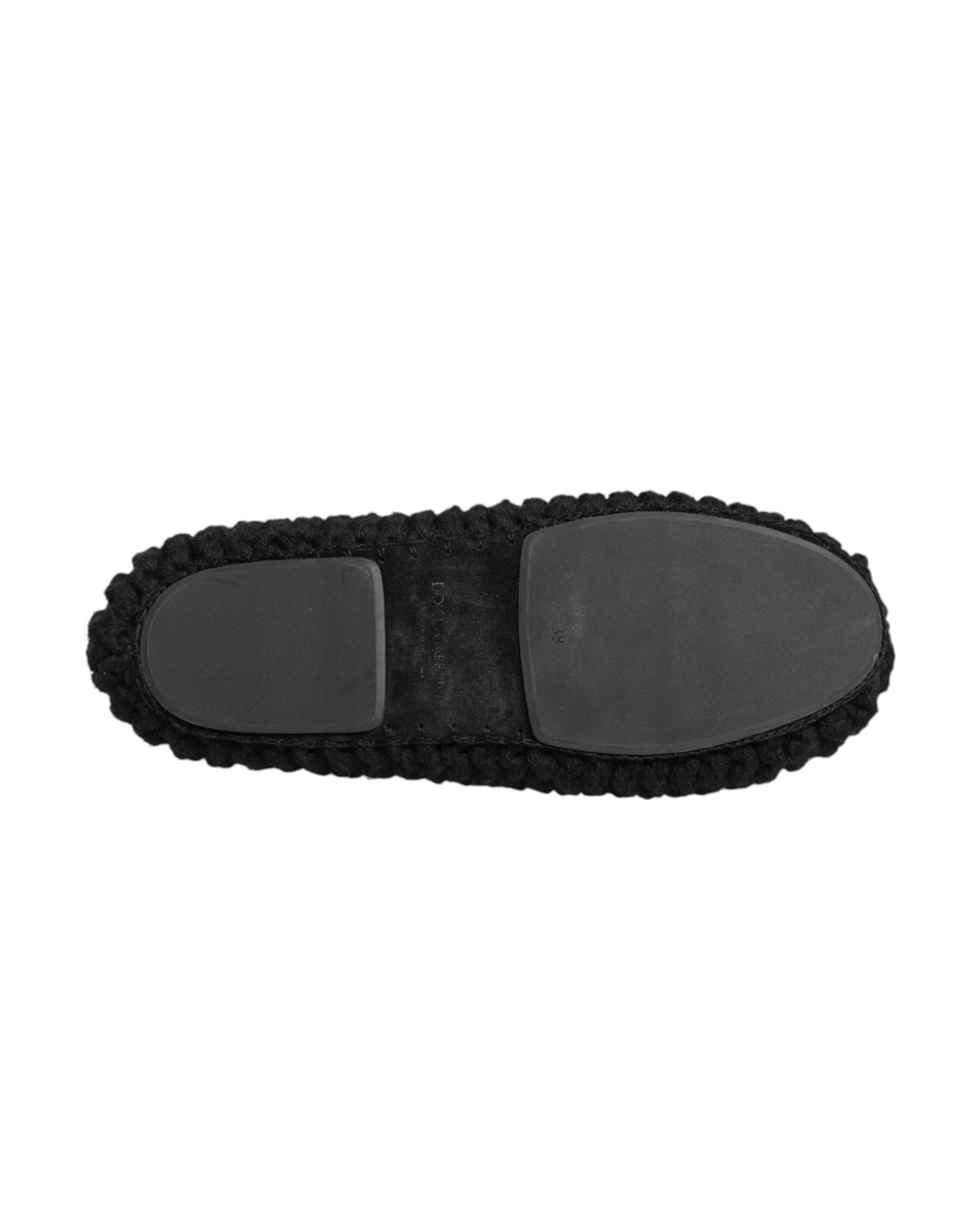 Dolce & Gabbana Black Wool Knit Slip On Ballerina Flats Shoes Glam Steals