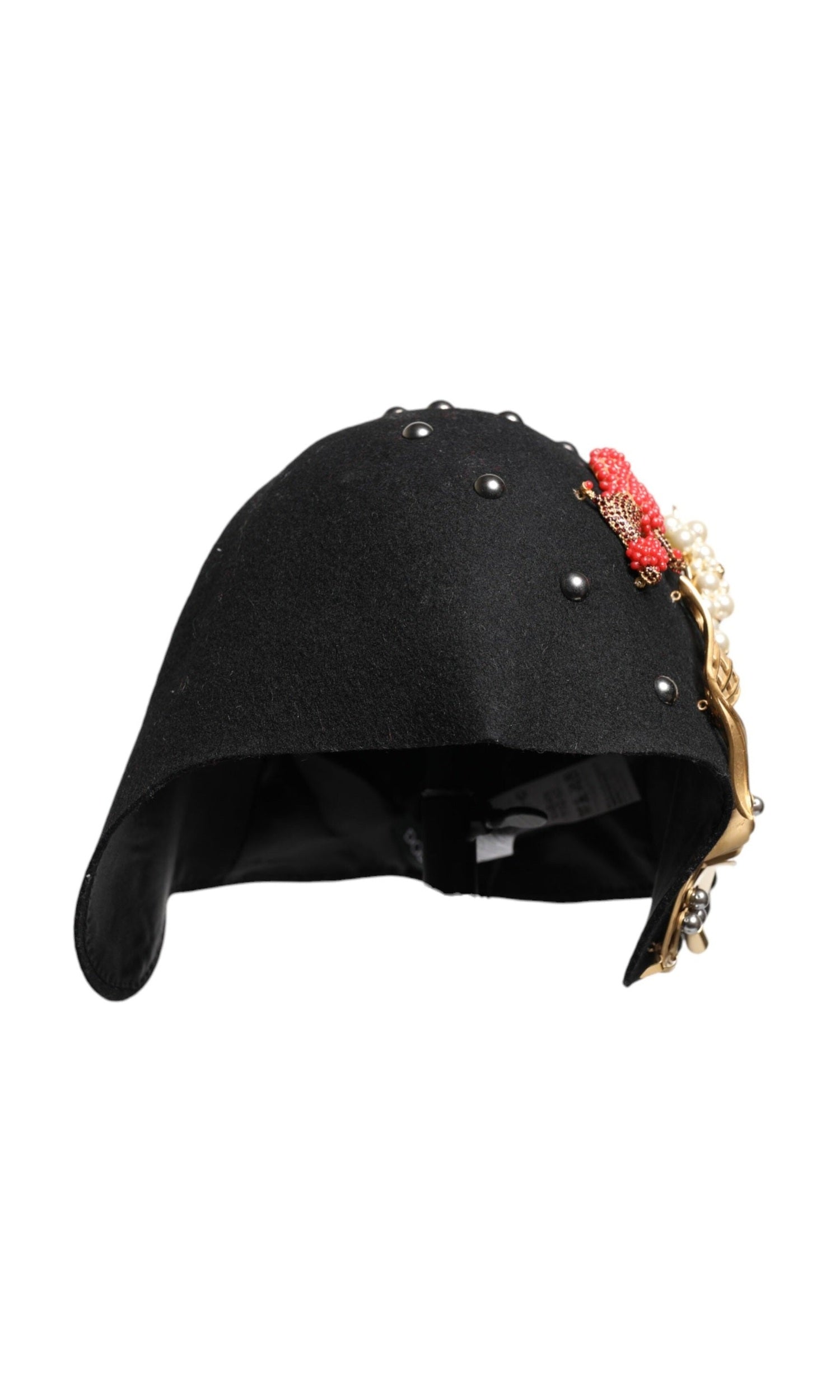 Dolce & Gabbana Black Wool Multicolor Embellished Cloche Hat Glam Steals
