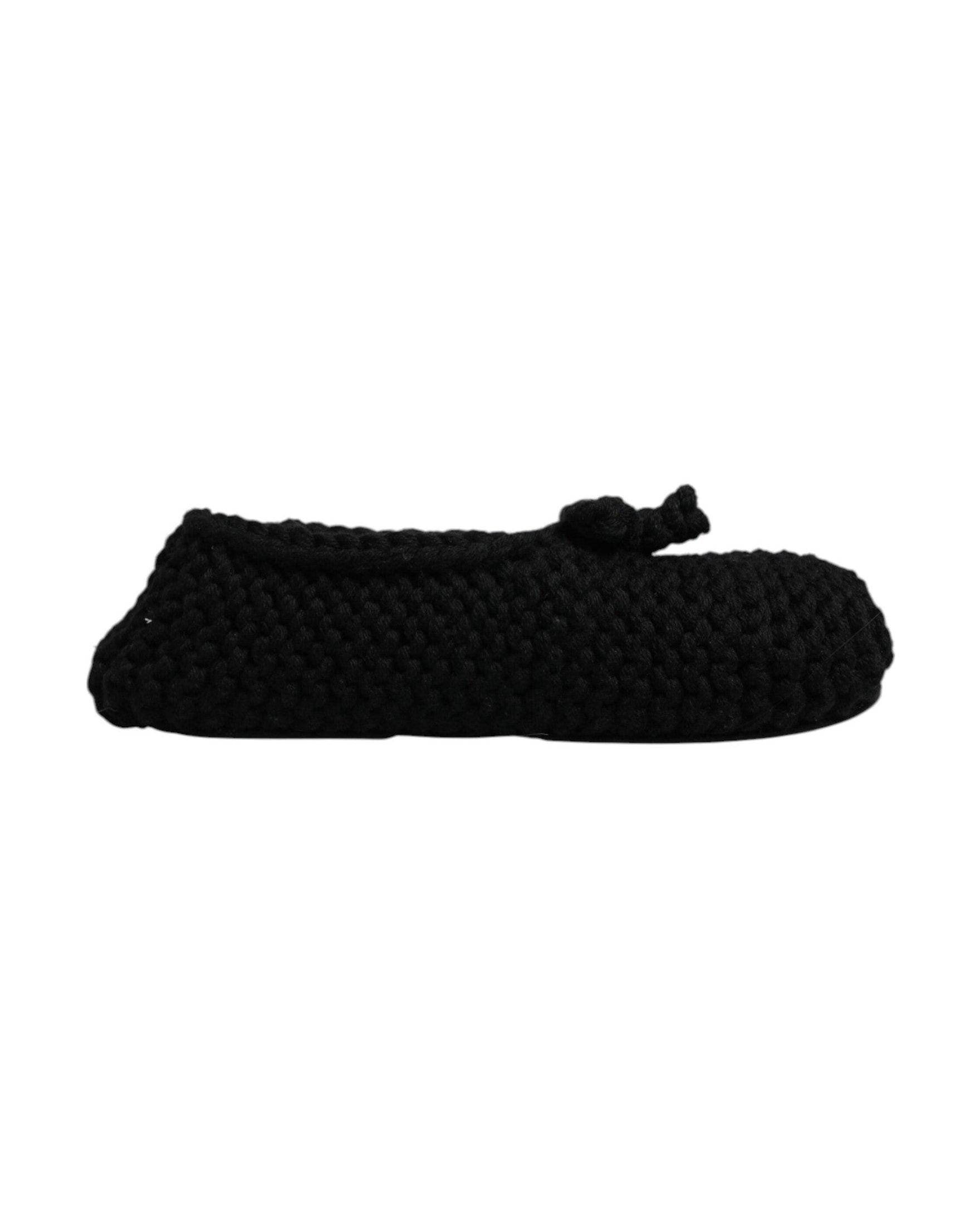 Dolce & Gabbana Black Wool Slip On Flats Ballerina Shoes Glam Steals
